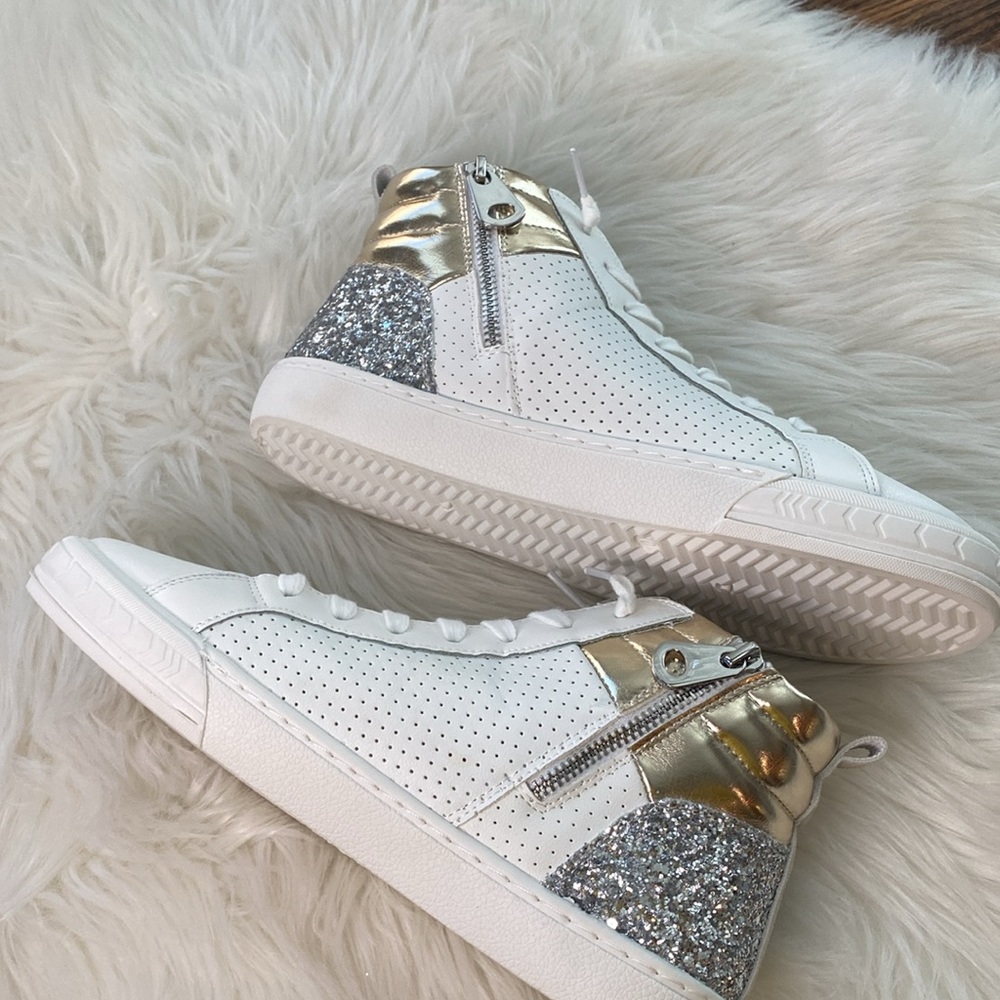 Vintage Havana Val High White/Gold/Silver Glitter High Top Shoes size 7 - Picture 3 of 10